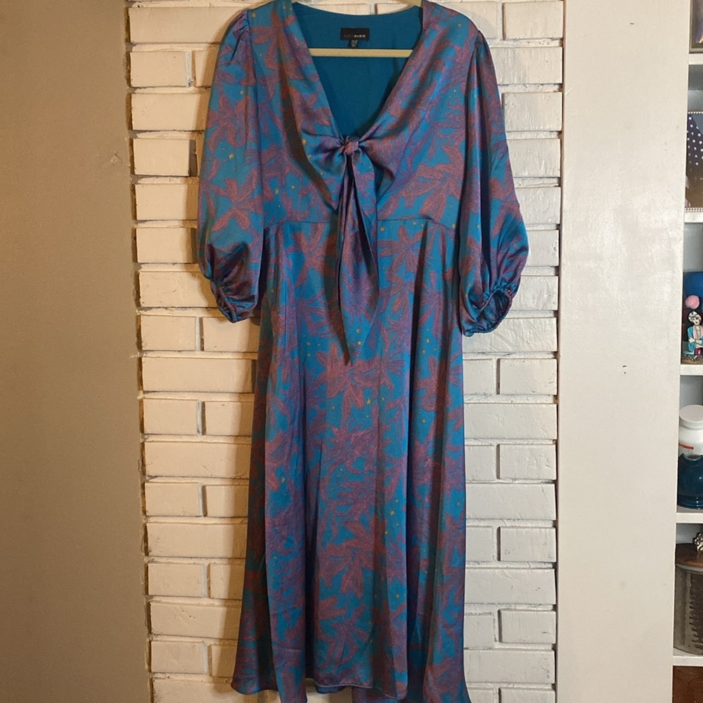 Lucy‎ Paris blue tie front midi dress